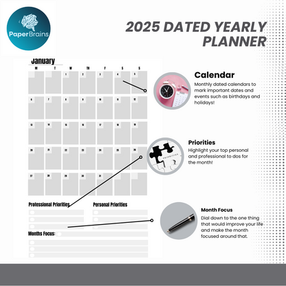 2025 Dated Yearly Planner